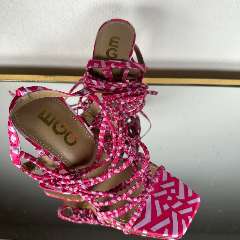 EGO Pink Patterned Rope Heels – Size 10 - Picture 4 of 4